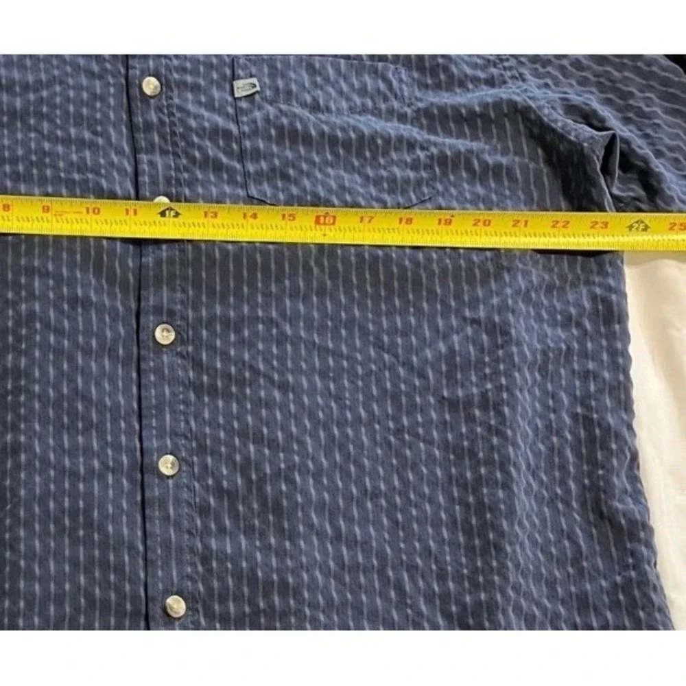 The North Face Mens Navy Blue Textured Stripe Modal Blend Button Down Shirt XL